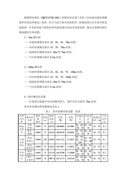《风电场风资源测量和评估技术规定》要求,结合当前主