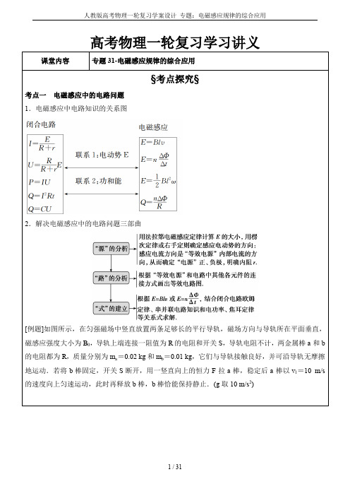 人教版高考物理一轮复习学案设计 专题：电磁感应规律的综合应用