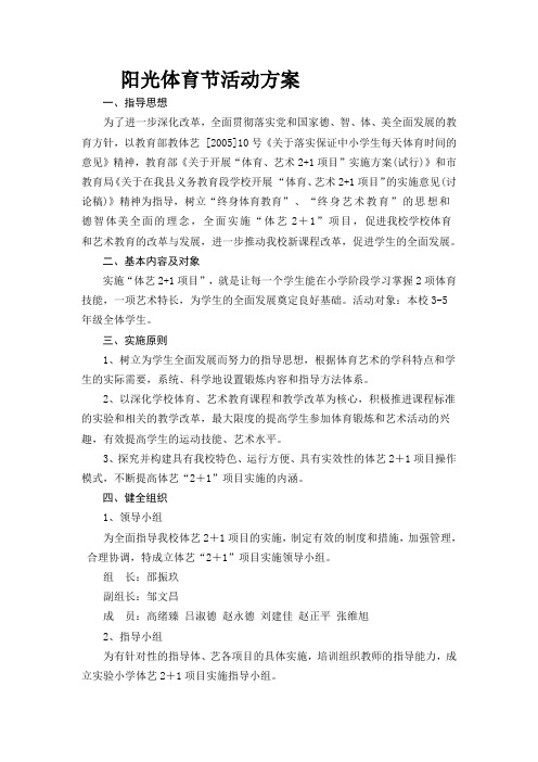 体育艺术2+1活动方案