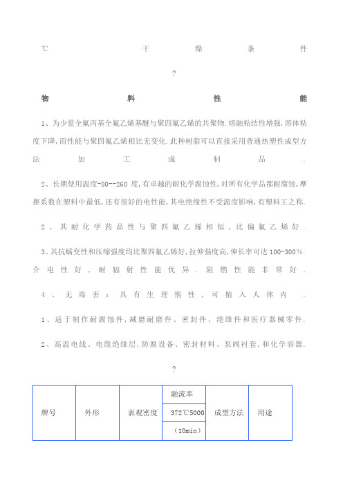 PFA材料特性