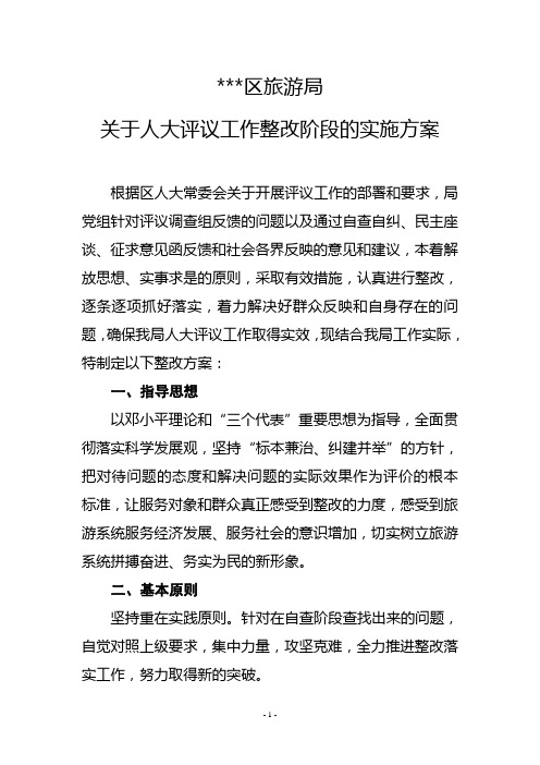 关于人大评议工作整改阶段的实施方案