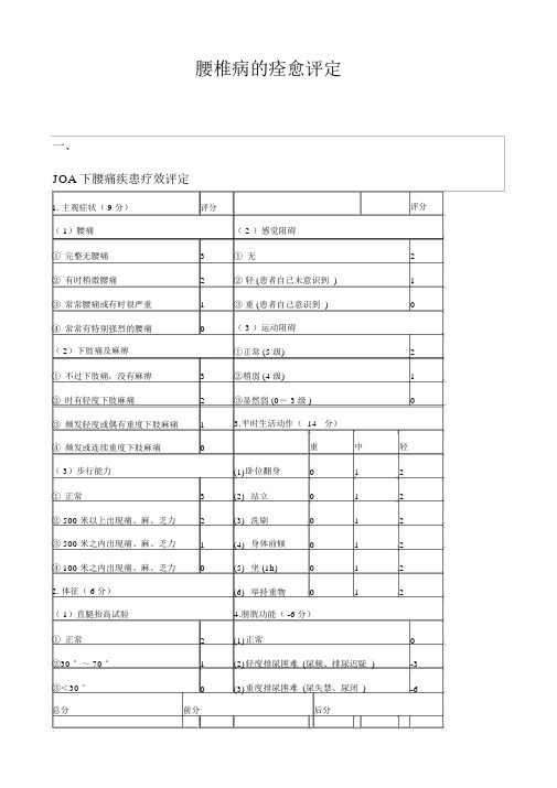 腰椎病康复评定 