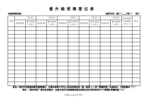 幼儿园紫外线消毒记录表