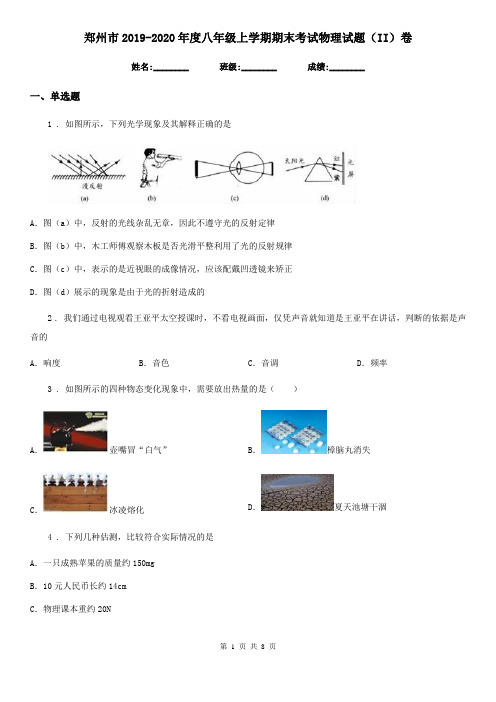 郑州市2019-2020年度八年级上学期期末考试物理试题(II)卷