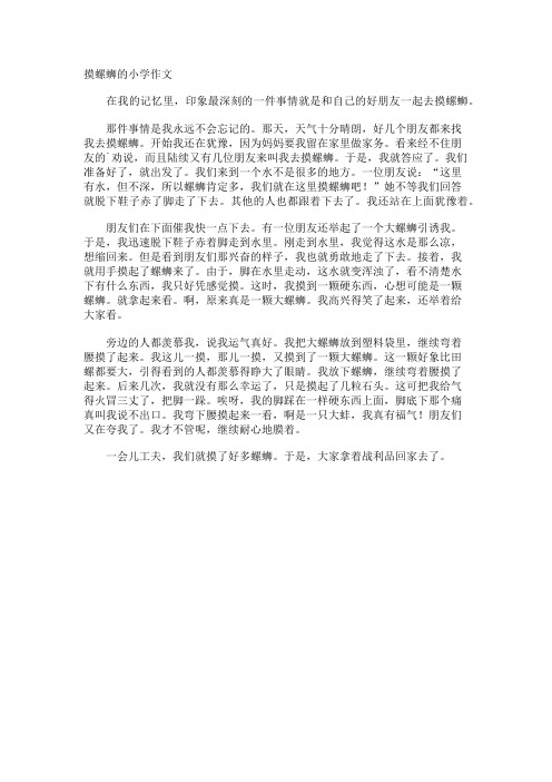 摸螺蛳的小学作文