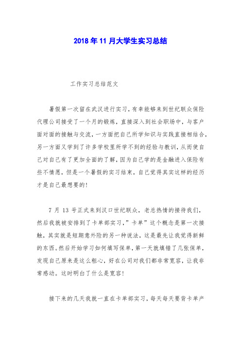 2018年11月大学生实习总结_0