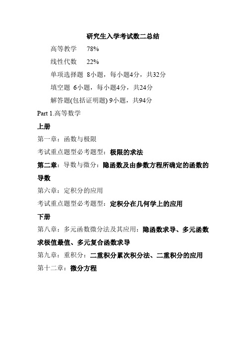 研究生考试数二题型总结学习笔记