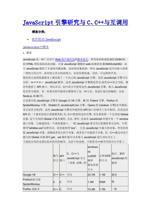 JavaScript引擎研究与C++ 互相调用