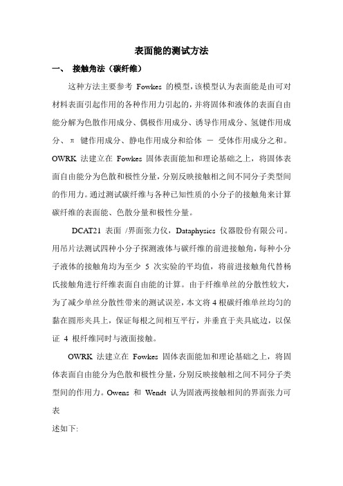 表面能测试方法