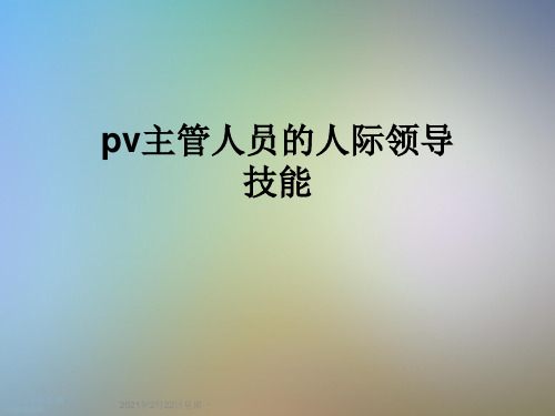 pv主管人员的人际领导技能