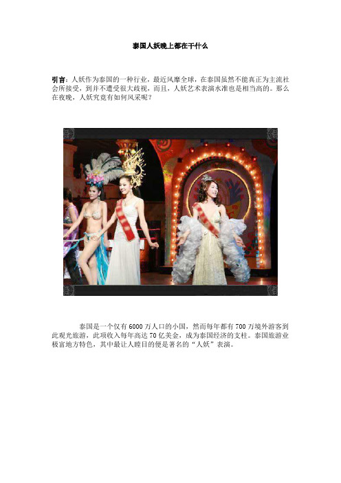 泰国人妖晚上都在干什么