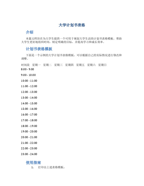 大学计划书表格