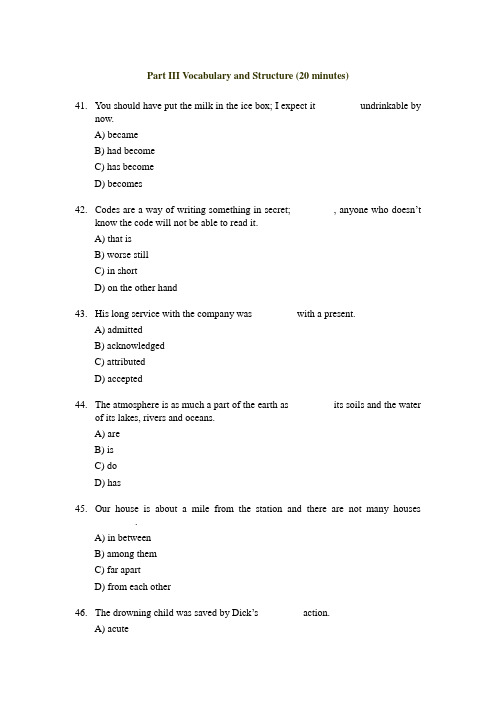 Part III Vocabulary and Structure