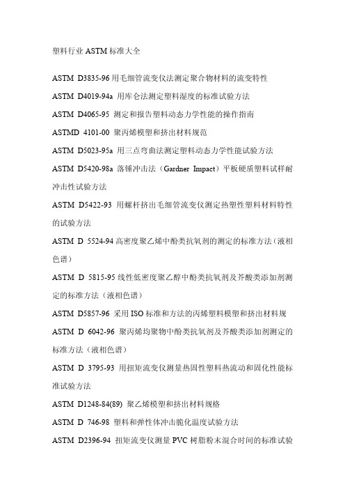 塑料行业ASTM标准大全000