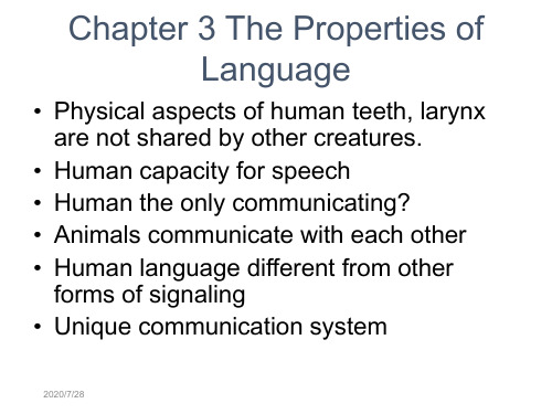 英语语言学课件Chapter 3 The Properties of Language