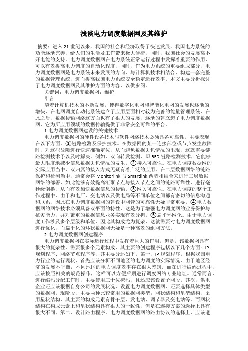 浅谈电力调度数据网及其维护