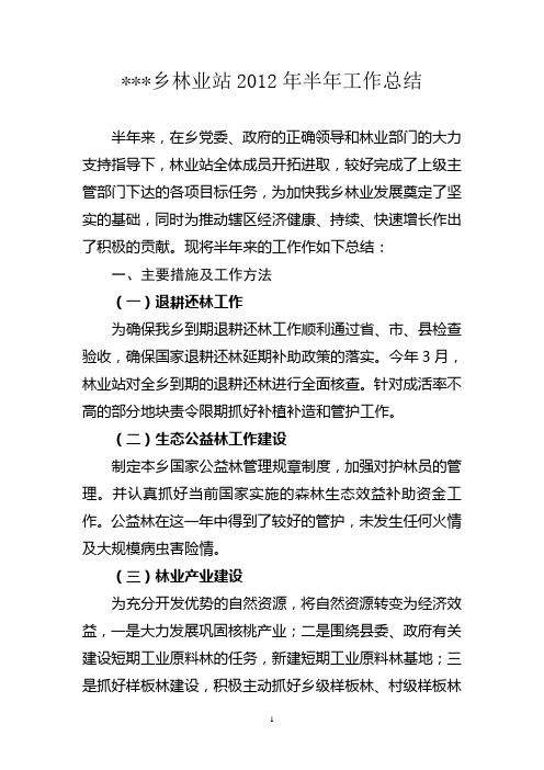 林业站2012年半年工作总结