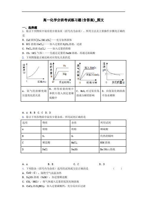 高一化学分班考试练习题(含答案)_图文