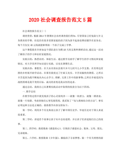 2020社会调查报告范文5篇
