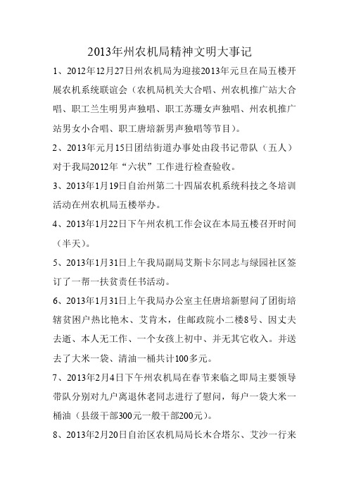 2013年州农机局精神文明大事记