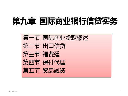 第九章国际商业银行信贷实务PPT课件