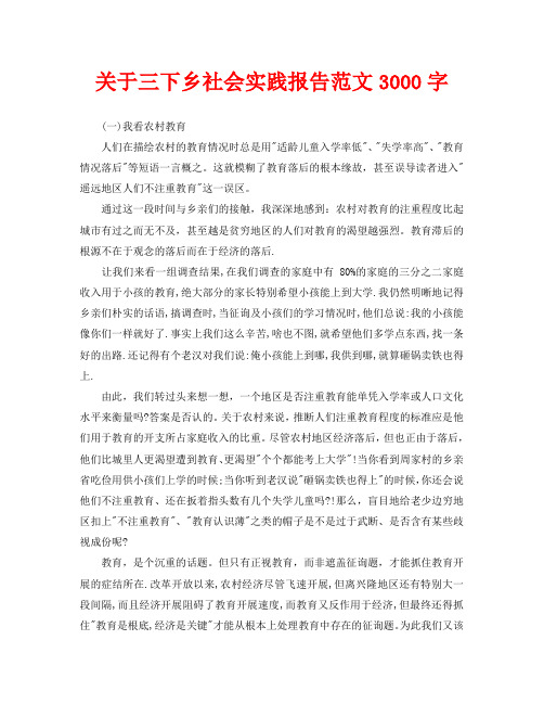 关于三下乡社会实践报告范文3000字(通用)