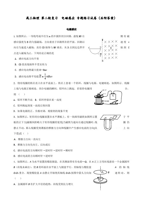 高三物理 第二轮复习  电磁感应 专题练习试卷(后附答案)