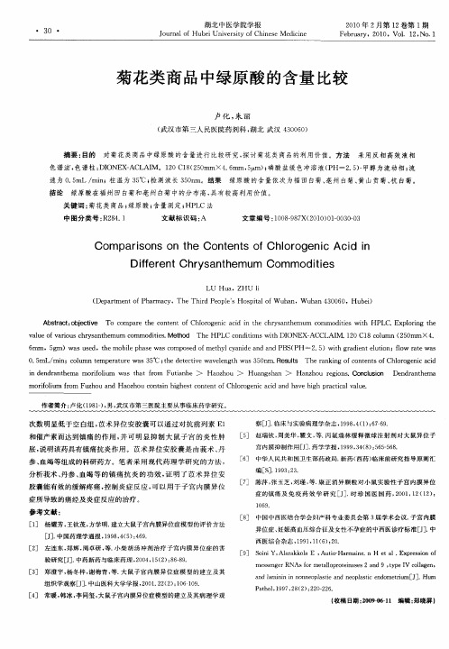 菊花类商品中绿原酸的含量比较