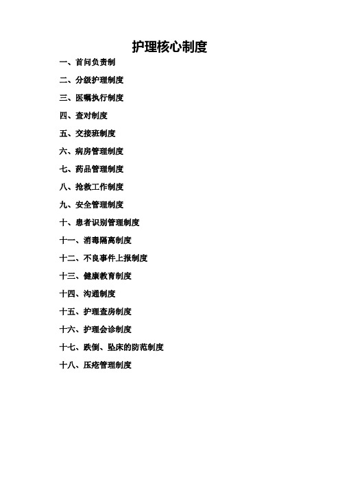 护理核心制度