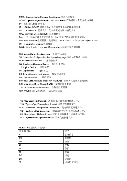 IEC61850专用词汇解释