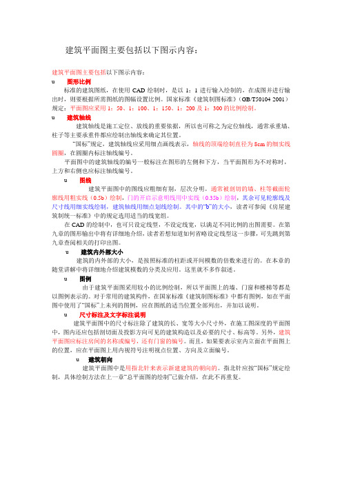 建筑平面图主要包括以下图示内容