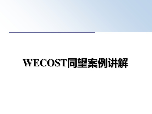 最新WECOST同望案例讲解课件PPT