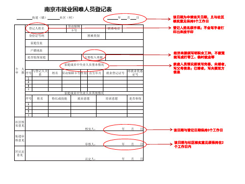 南京市就业困难人员登记表填写规范