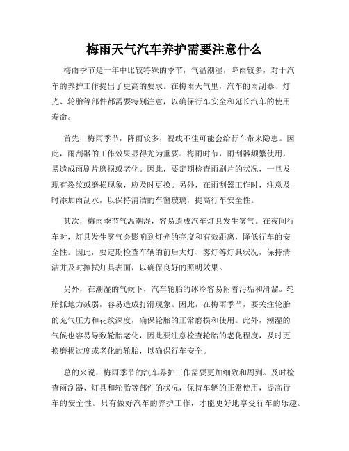 梅雨天气汽车养护需要注意什么