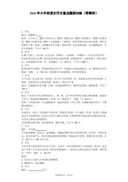 小升初语文专项测试-作文重点题型训练北师大版