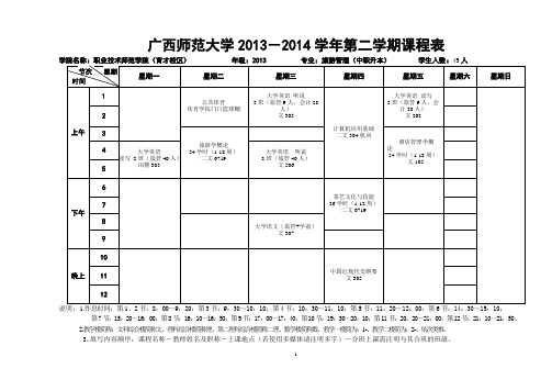 中职升本2013-2014学年 第二学期课表一