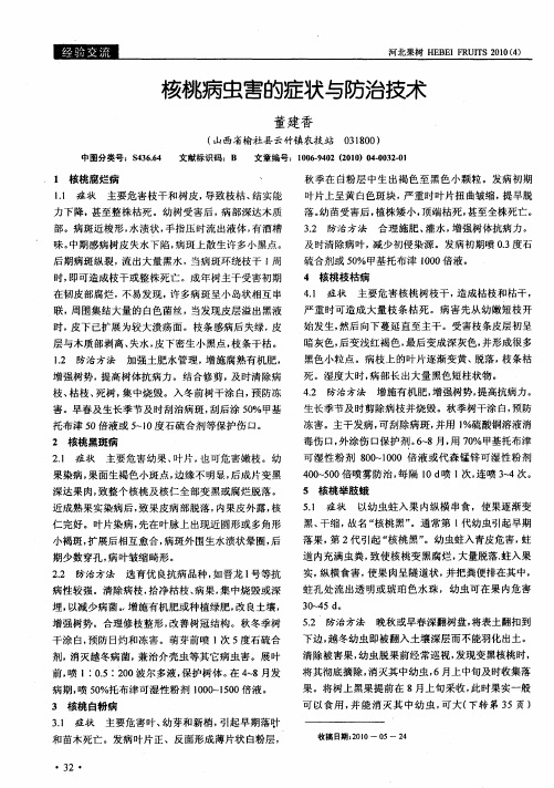 核桃病虫害的症状与防治技术