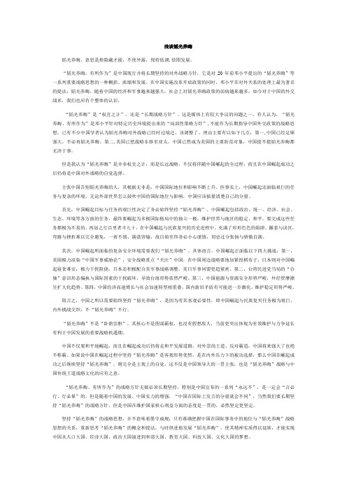 浅谈韬光养晦