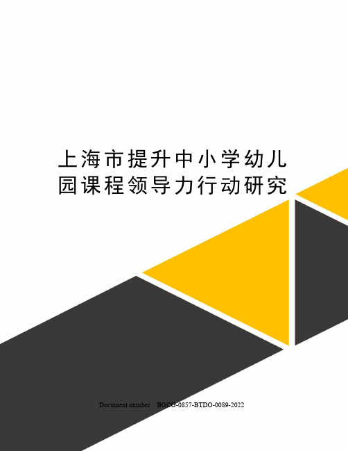 上海市提升中小学幼儿园课程领导力行动研究