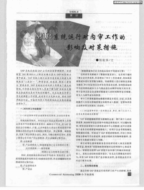 SAP系统运行对内审工作的影响及对策措施