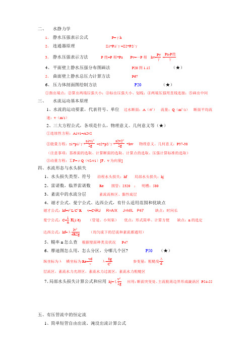 水力计算与测试技术课程重点