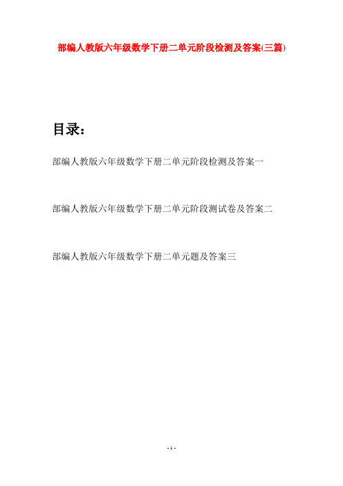 部编人教版六年级数学下册二单元阶段检测及答案(三套)