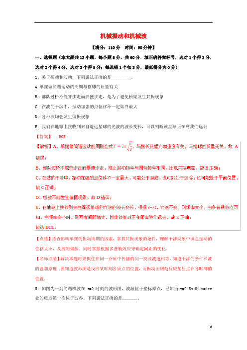 2019年高考物理二轮复习专题15机械振动和机械波测含解析201904041157