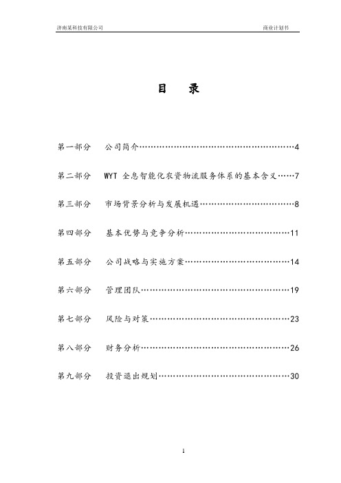 某科技有限公司商业计划书