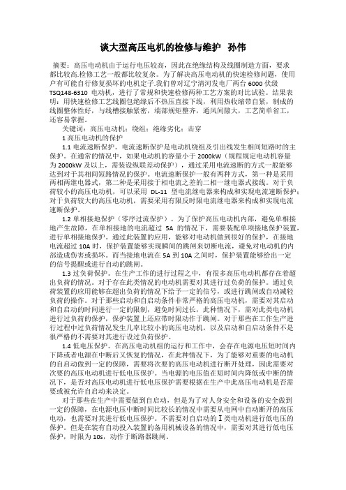 谈大型高压电机的检修与维护   孙伟