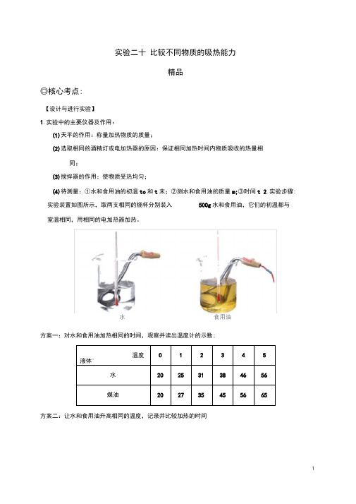实验20比较不同物质的吸热能力-2020中考物理实验专题各个击破