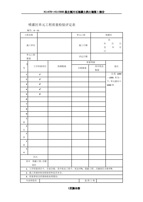 喷灌区单元工程质量检验评定表4个