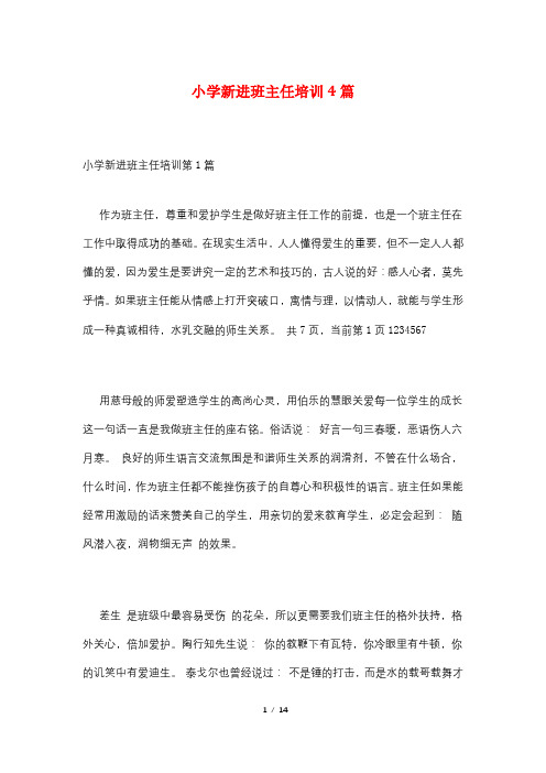 小学新进班主任培训4篇