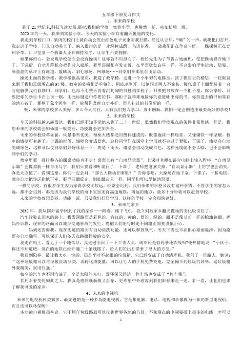 五年级下册复习作文