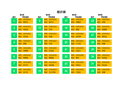 随机分配学生座位表